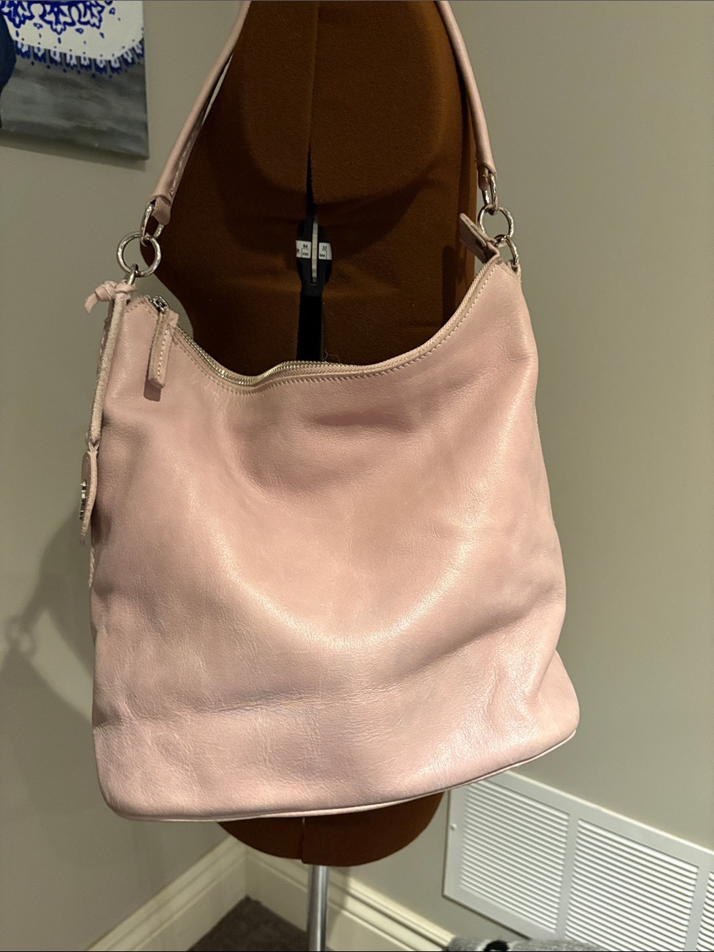 Roots Pale Pink Leather Shoulder Bag